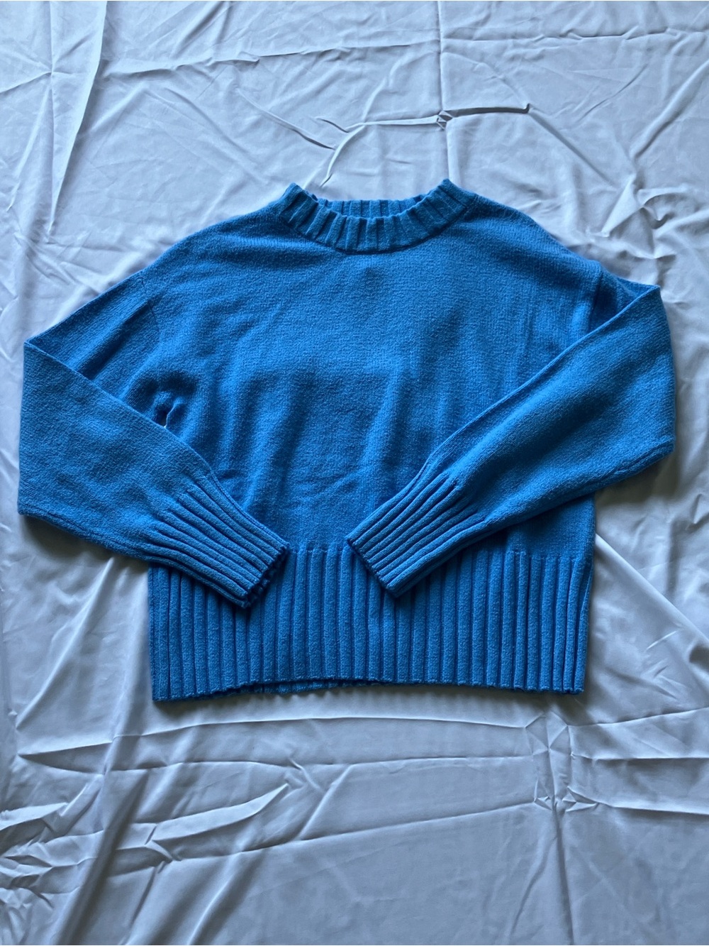 GAP Bright Blue Ribbed-Hem Crewneck Sweater